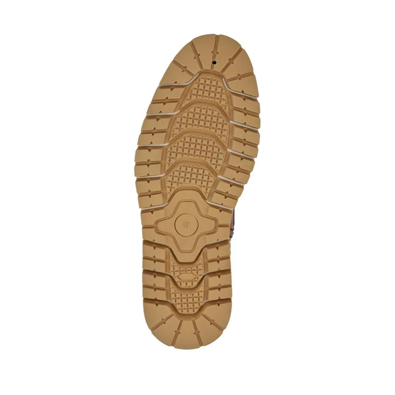 Lace Up Boots With Fabric Cuff - WOIL42026 / 327 955 - Tan