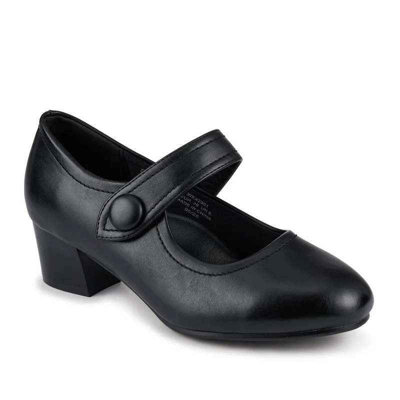 Wide Fit Touch-Fasten Heeled Mary Janes - WK42001 / 327 952 - Black