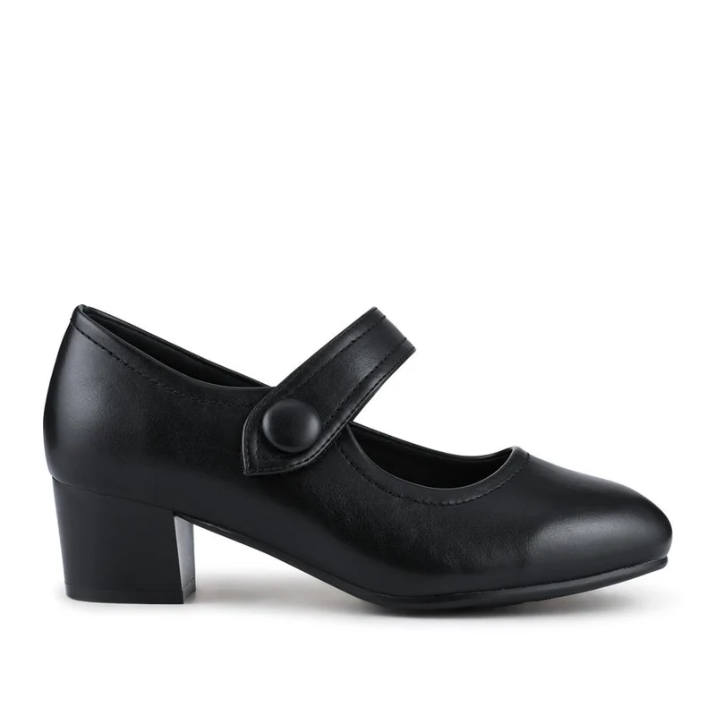 Wide Fit Touch-Fasten Heeled Mary Janes - WK42001 / 327 952 - Black