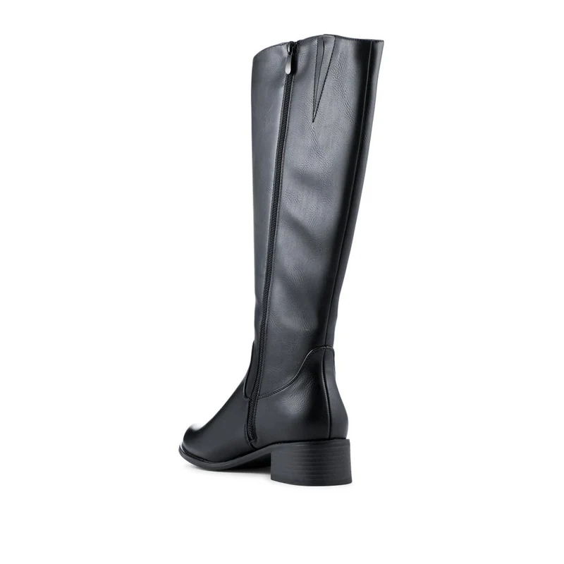 Warm Block Heel Long Boots - WK42028 / 328 360 - Black