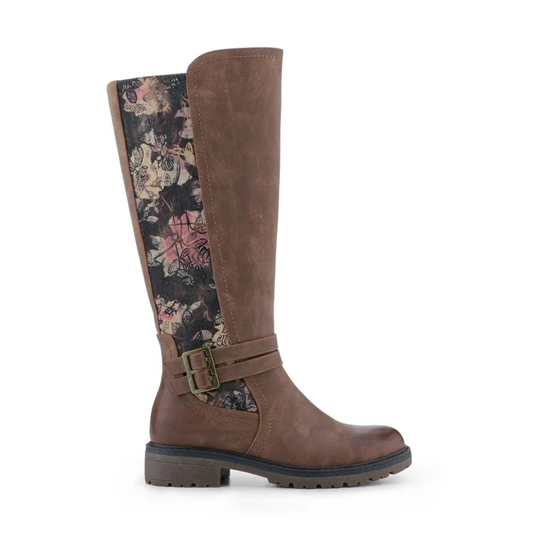 Long Casual Boots - PINYI42012 / 328 382 - Tan Floral