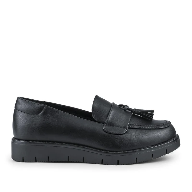 Wide Fit Tasselled Chunky Moccasins - WBINS42075 / 327 926 - Black