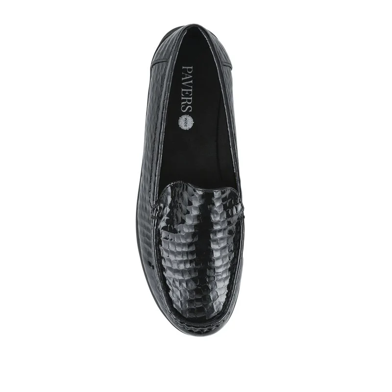 Wide Fit Slip-On Moccasins - WBINS42074 / 328 157 - Black Patent Croc