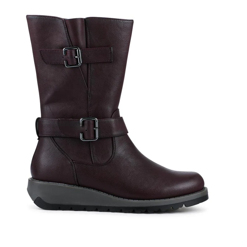 Dual Buckle Calf Length Boots - WK42018 / 328 044 - Purple
