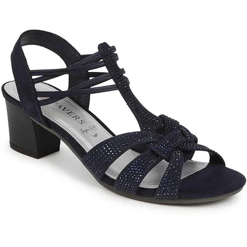 Slip-On Block-Heeled Sandals - PLAN39001 / 325 340 - Navy
