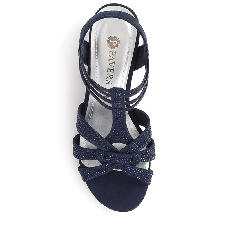 Slip-On Block-Heeled Sandals - PLAN39001 / 325 340 - Navy