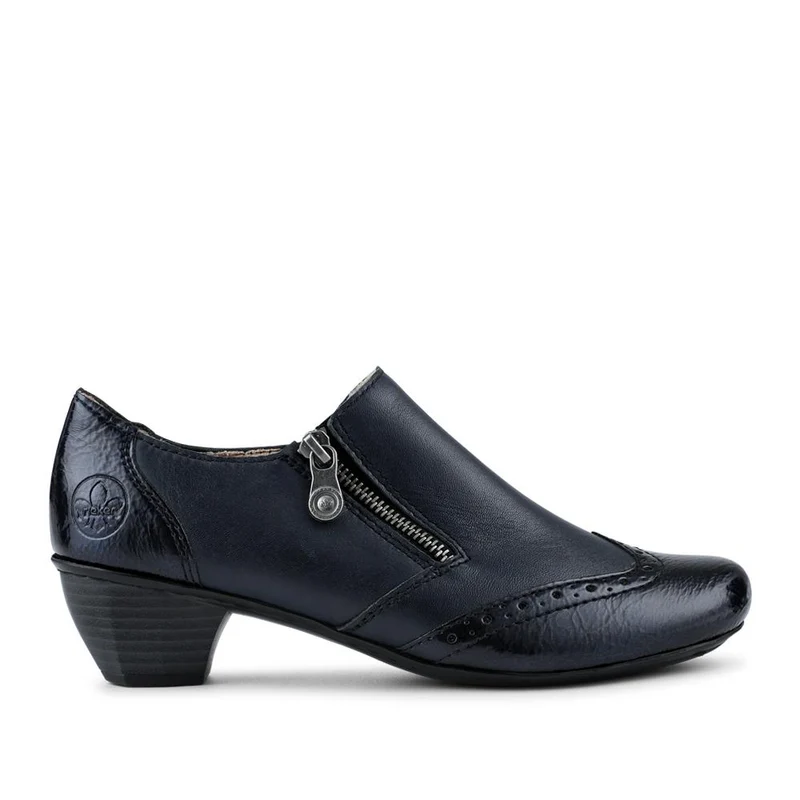 Rieker Leather Heeled Slip-On Shoes - RKR42522 / 327 688 - Navy