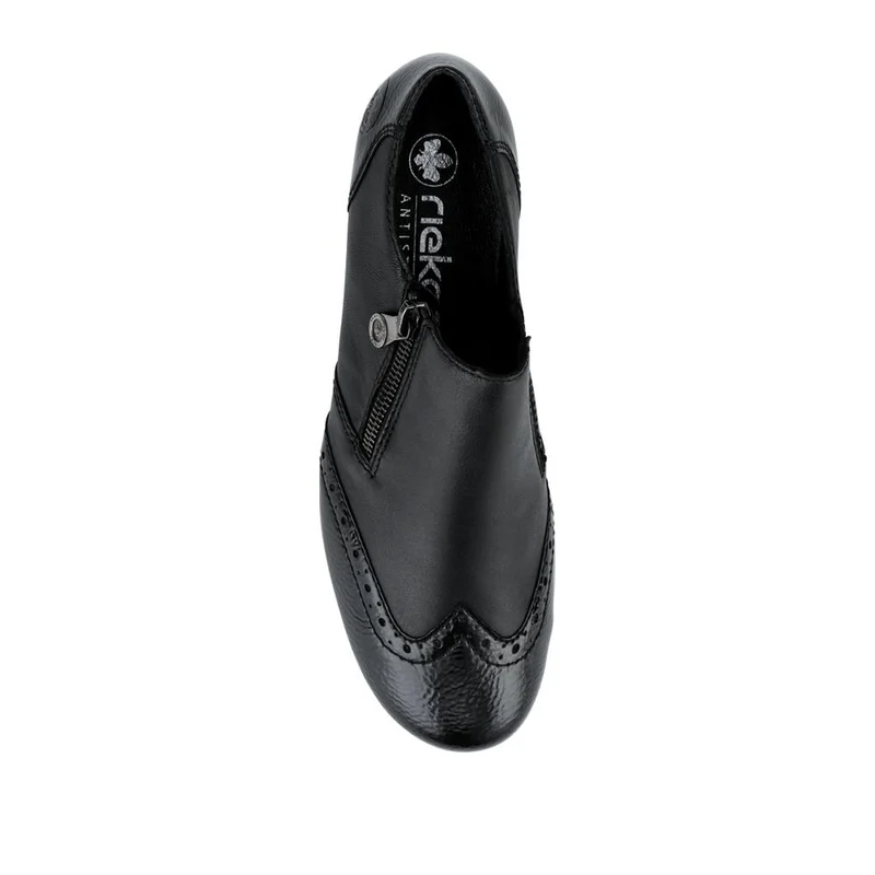 Rieker Leather Heeled Slip-On Shoes - RKR42522 / 327 688 - Black