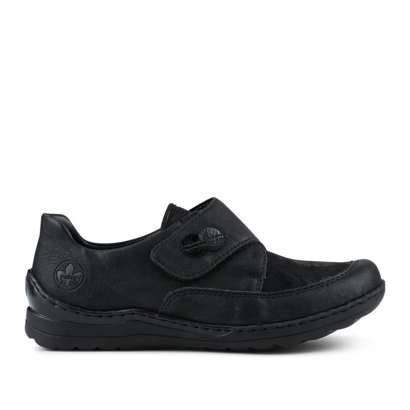Rieker Wide Fit Cushioned Touch-Fasten Shoes - RKR42525 / 327 691 - Black