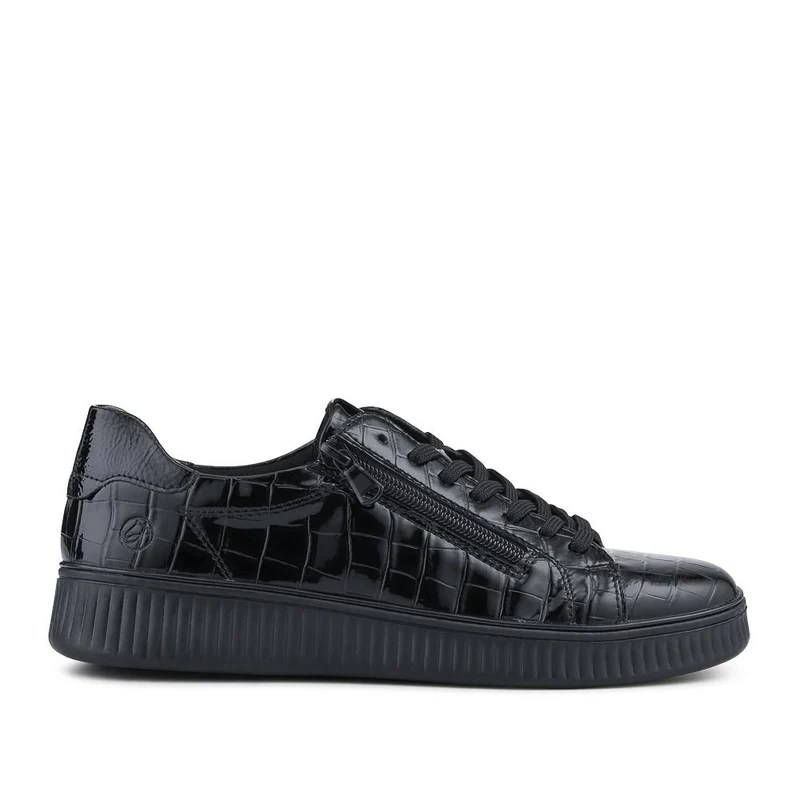 Remonte Patent Leather Zip & Lace Trainers - DRS42501 / 327 734 - Black Croc
