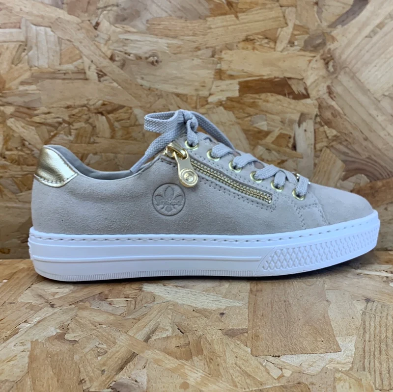 Rieker Mode-Sneaker aus Leder für Damen – Beige