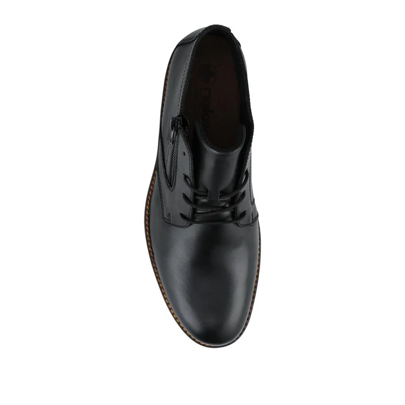 Rieker Zip & Lace Leather Shoes - RKR42502 / 327 703 - Black