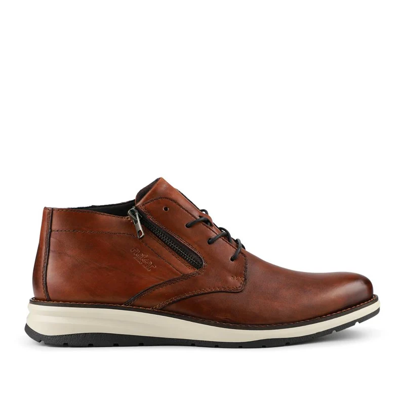 Rieker Zip & Lace Leather Smart Shoes - RKR42503 / 327 704 - Tan