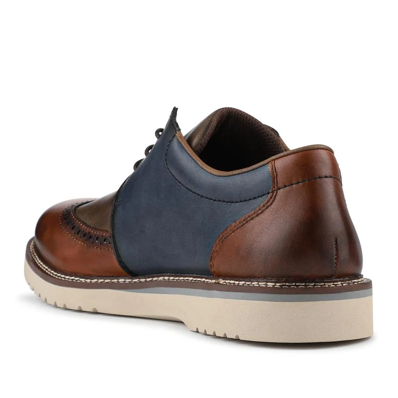Rieker Wide Fit Leather Lace-Up Shoes - RKR42501 / 327 702 - Tan Multi
