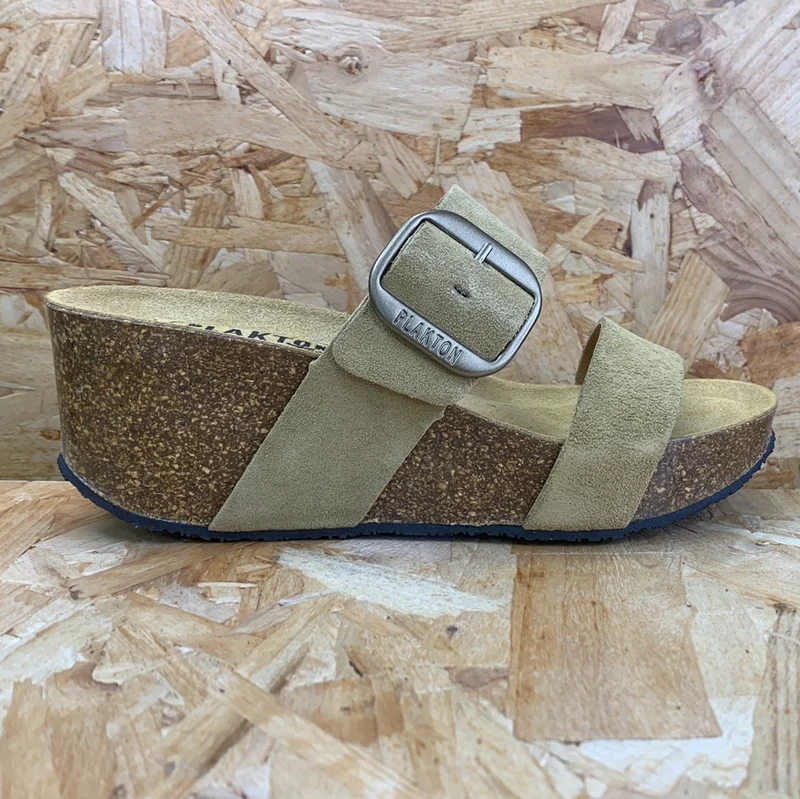 Plakton Damen-Sandale „Alicante Hi“ aus Leder – Hellbraun