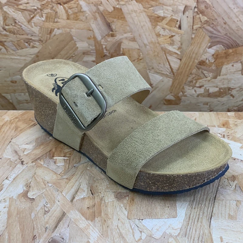 Plakton Damen-Sandale „Alicante Hi“ aus Leder – Hellbraun