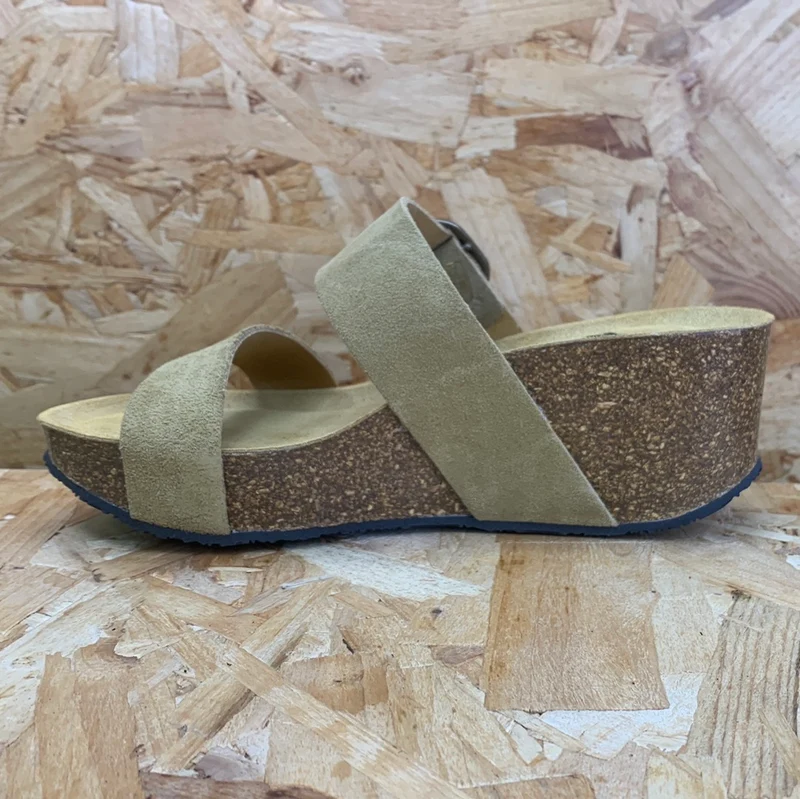 Plakton Damen-Sandale „Alicante Hi“ aus Leder – Hellbraun