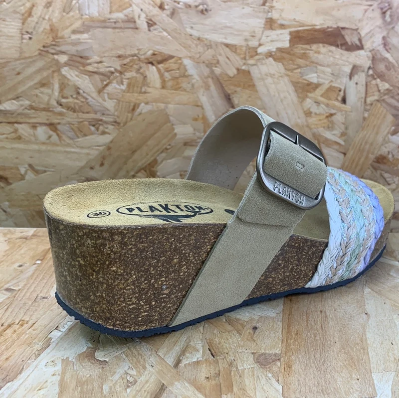 Plakton Damen-Sandale „Alicante Hi“ aus Jute-Leder – Grün