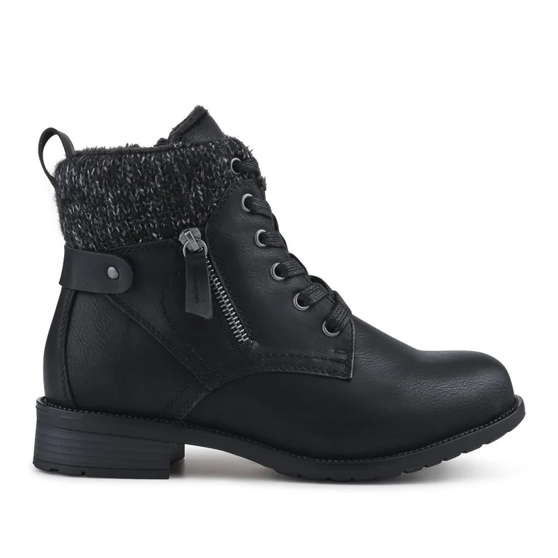 EasyFit Extra-Wide Knitted-Cuff Ankle Boots - ALEIDA / 326 748 - Black