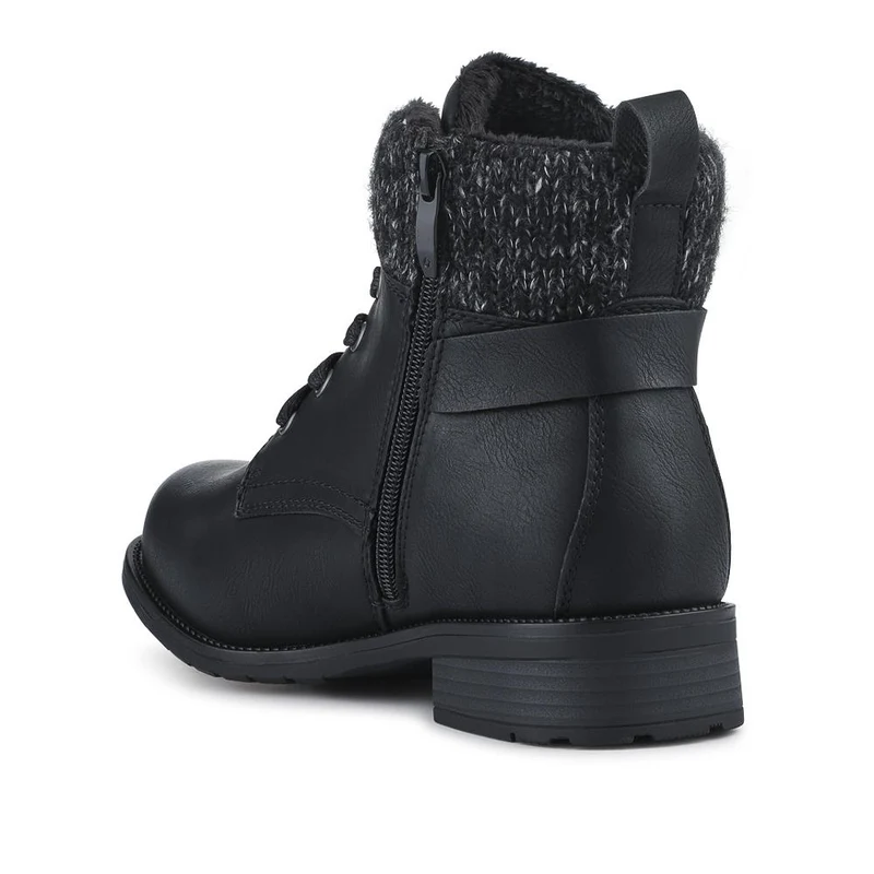 EasyFit Extra-Wide Knitted-Cuff Ankle Boots - ALEIDA / 326 748 - Black