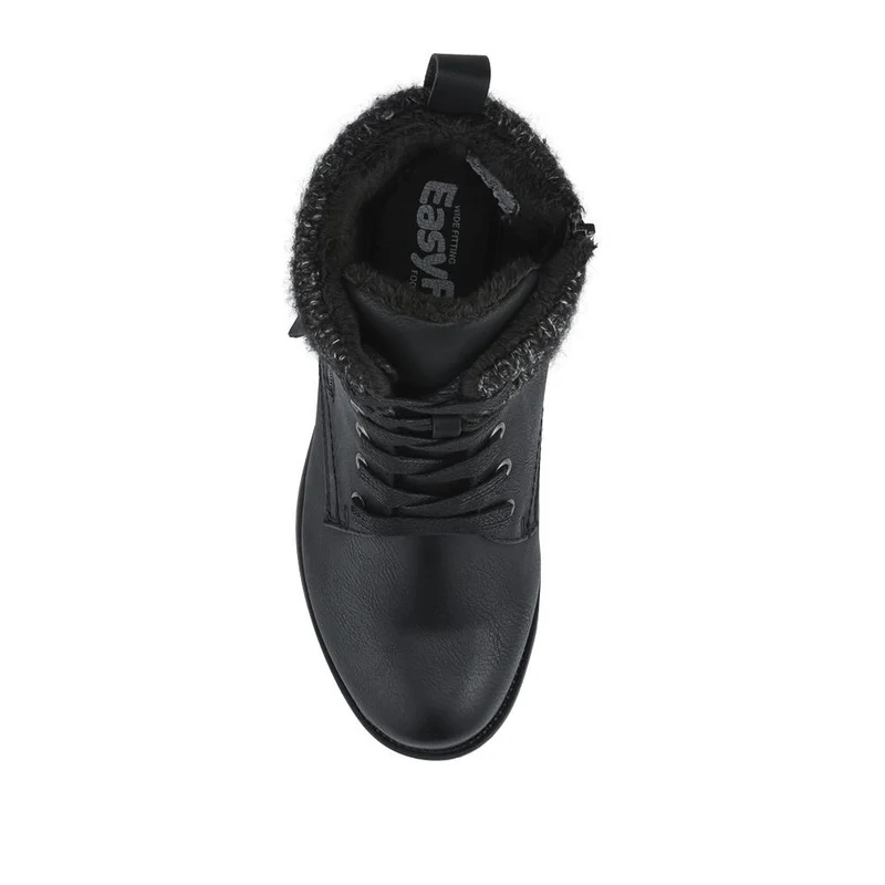 EasyFit Extra-Wide Knitted-Cuff Ankle Boots - ALEIDA / 326 748 - Black