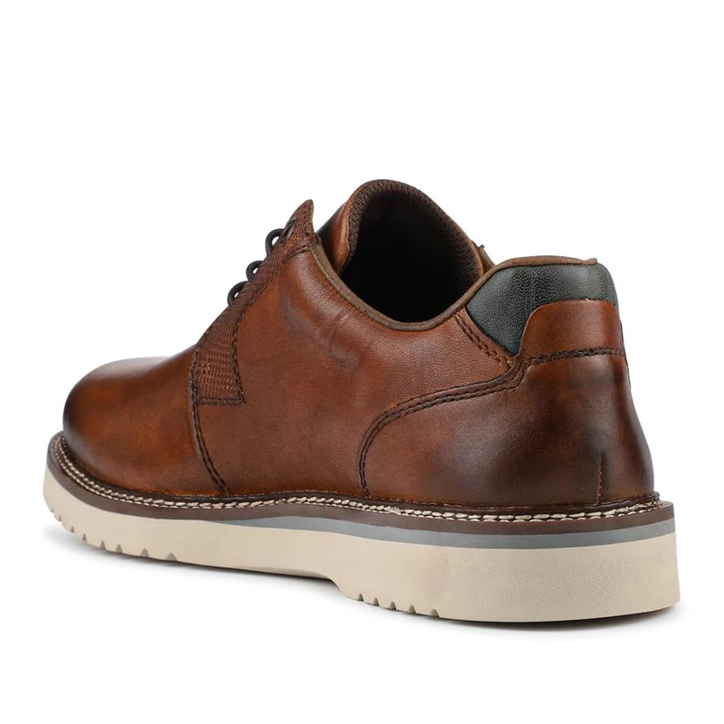 Rieker Wide Fit Leather Lace-Up Shoes - RKR42500 / 327 701 - Tan