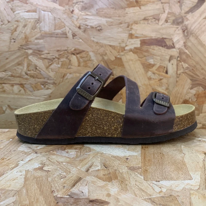 Plakton Seville Mid Apure Ledersandale für Damen – Braun