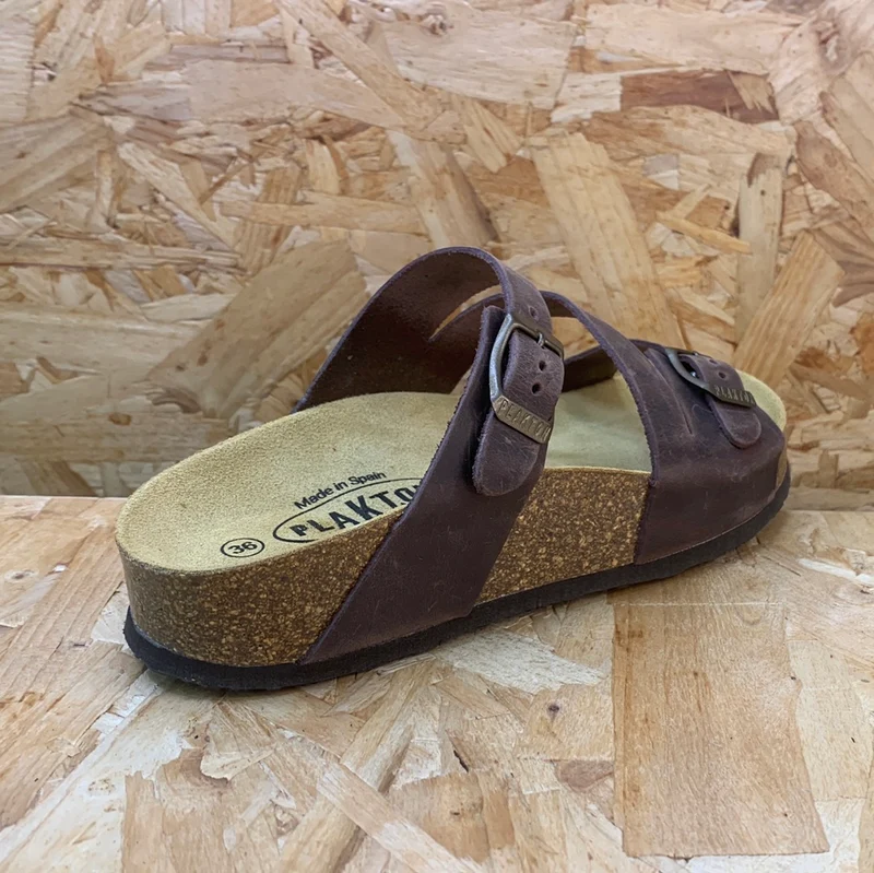 Plakton Seville Mid Apure Ledersandale für Damen – Braun