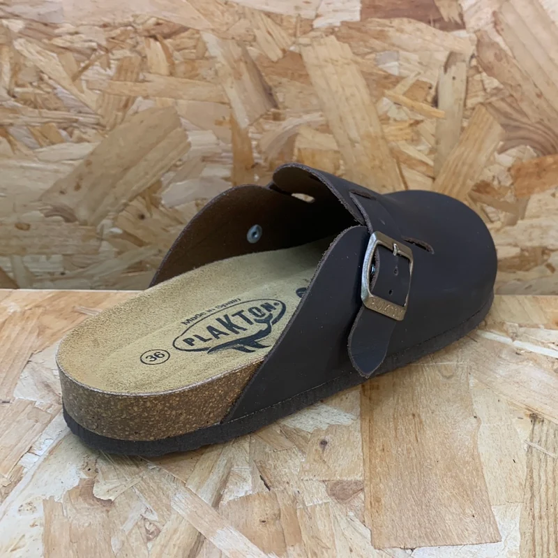 Plakton Damen-Pantoletten „Gibraltar“ aus Leder – Braun