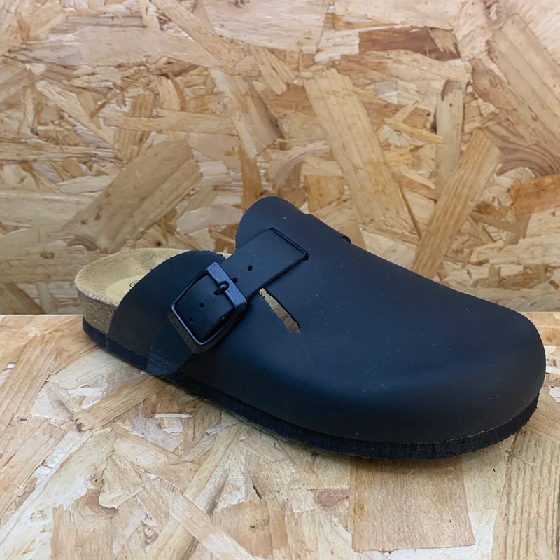 Plakton Damen Gibraltar Leder-Pantoletten – Schwarz