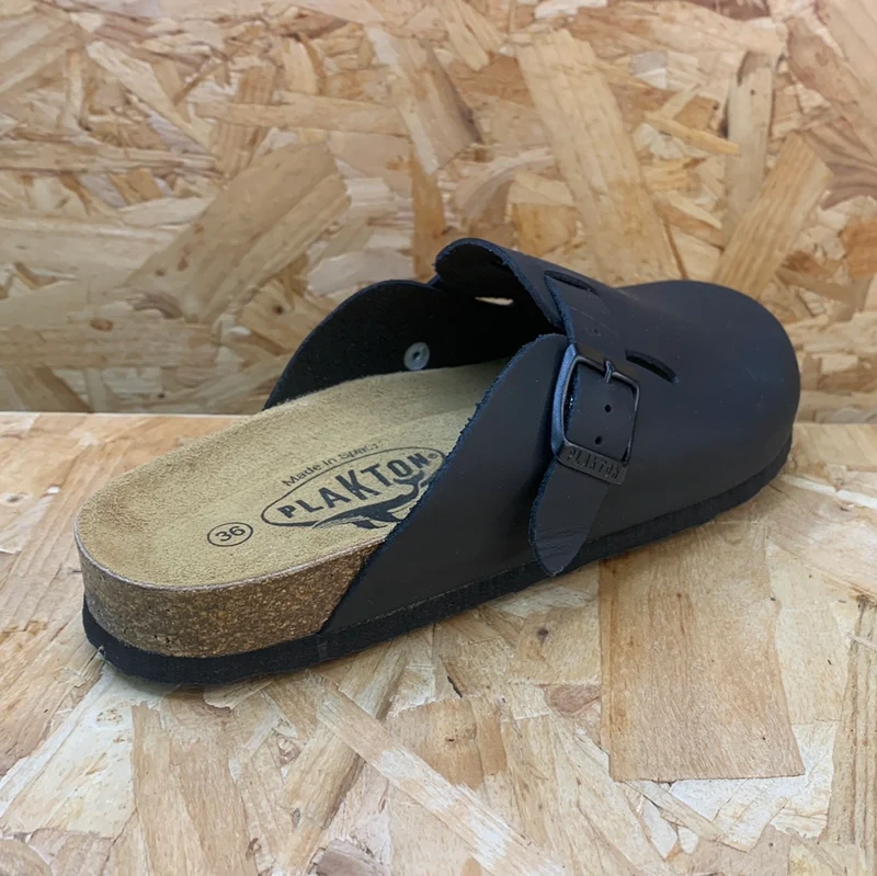 Plakton Damen Gibraltar Leder-Pantoletten – Schwarz