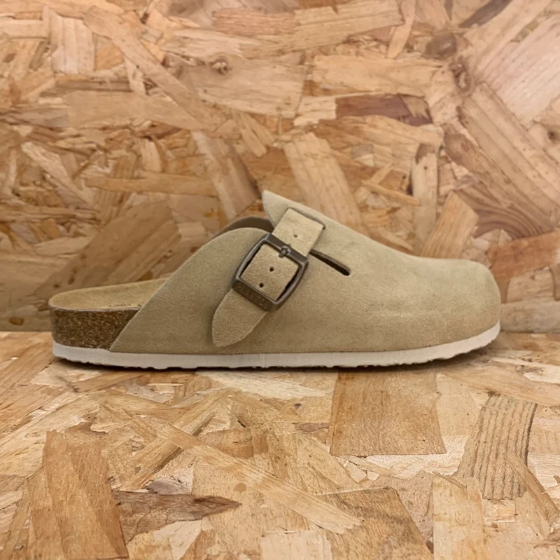 Plakton Gibraltar Leder-Pantoletten für Damen – Hellbraun