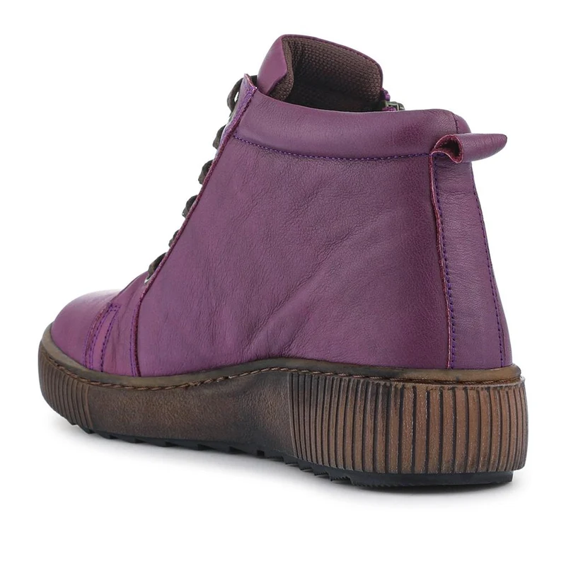 Leather Lace-Up Boots - HAK40013 / 326 039 - Purple
