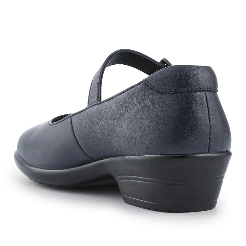 Wide Fit Leather Touch-Fasten Mary Janes - KF42017 / 328 182 - Navy