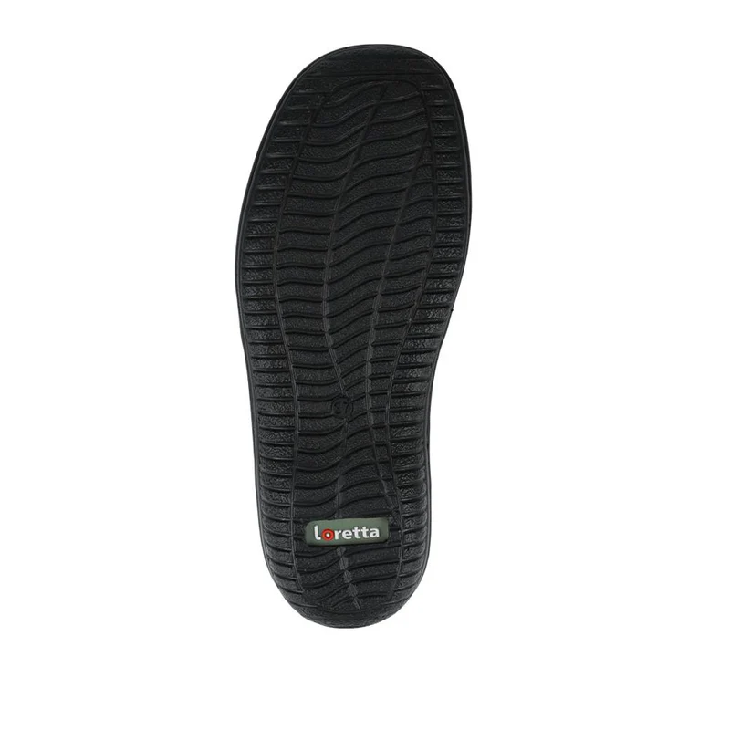 Loretta Wide Fit Leather Handmade Slip-Ons - HAK42017 / 328 589 - Black