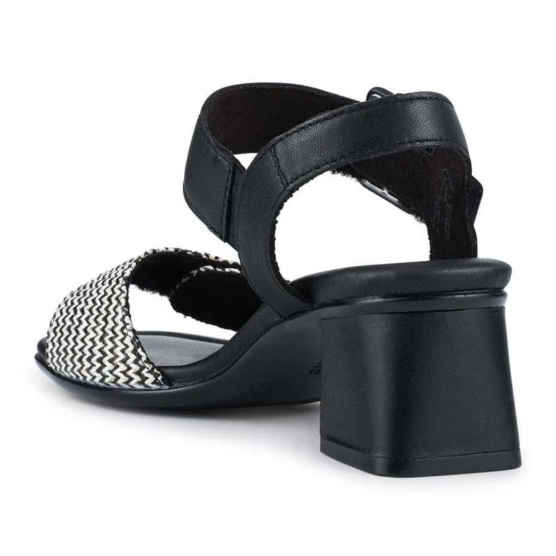 Leather Heeled Sandals - DRS39510 / 325 410 - Black Multi