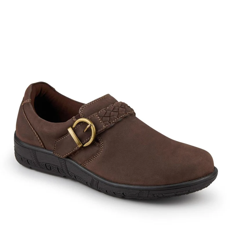 Leather Buckled Slip-On Shoes - KF42020 / 328 425