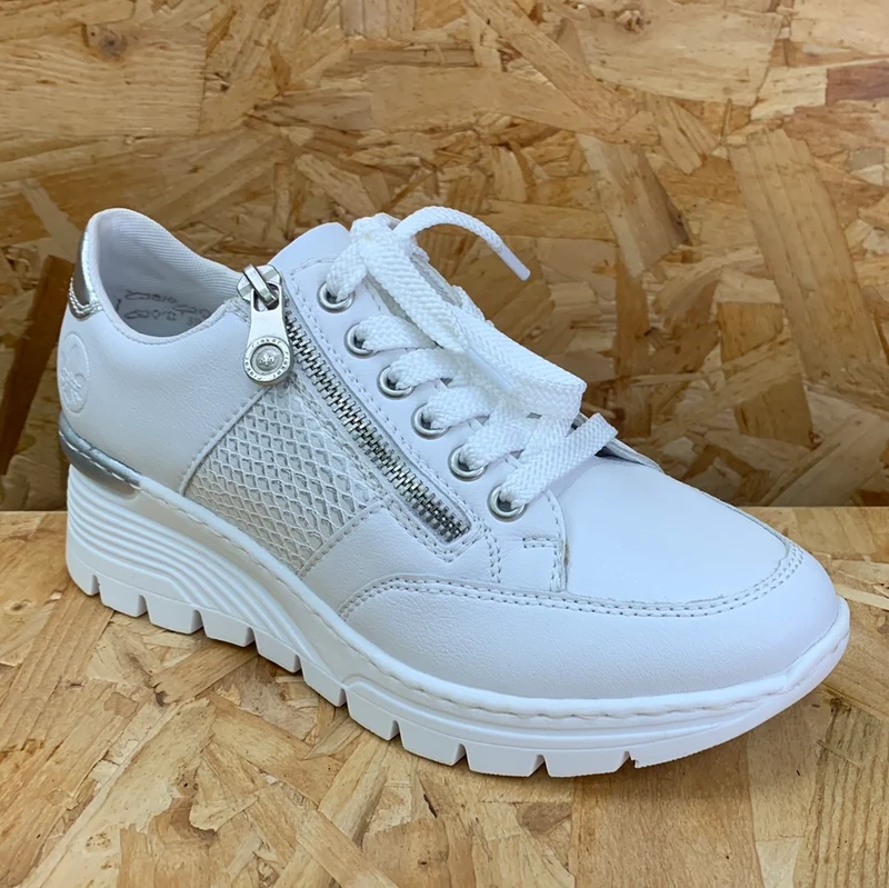 Rieker Modische Damen-Sneaker mit Keilabsatz – Weiß