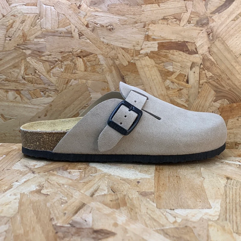 Plakton Damen Gibraltar Leder-Pantoletten – Stein