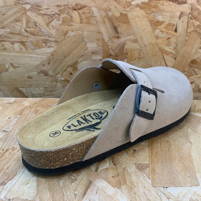 Plakton Damen Gibraltar Leder-Pantoletten – Stein