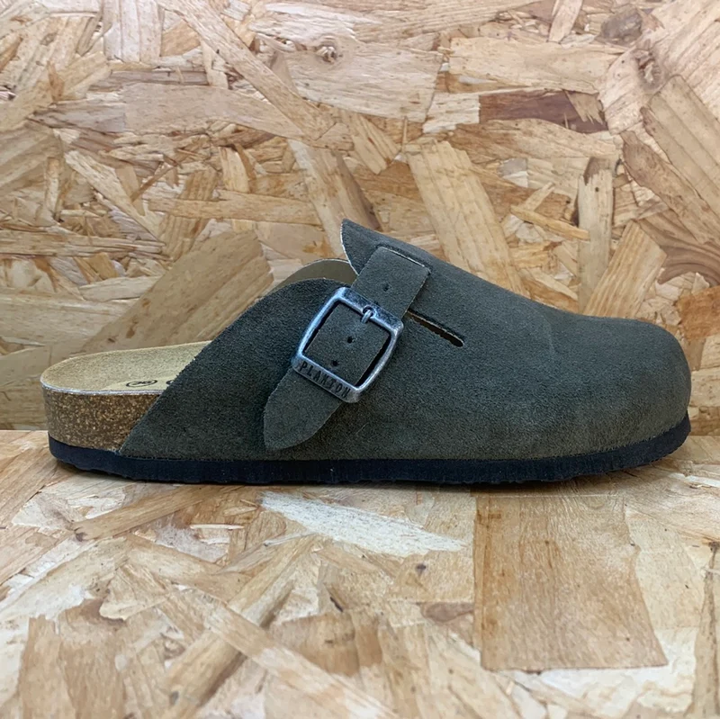 Plakton Gibraltar Leder-Pantoletten für Damen – Castor Grey