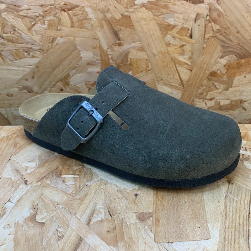 Plakton Gibraltar Leder-Pantoletten für Damen – Castor Grey