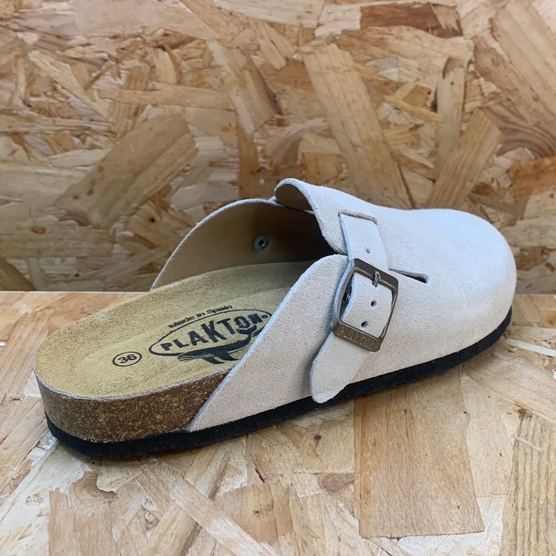 Plakton Damen Gibraltar Leder-Pantoletten – Beige