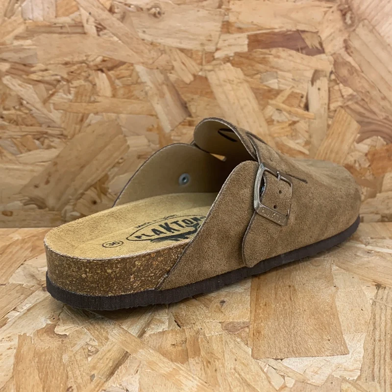 Plakton Gibraltar Leder-Pantoletten für Damen – Cremebraun