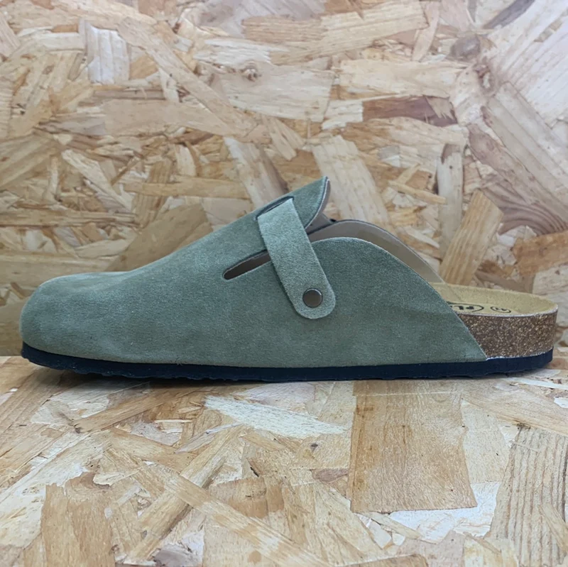 Plakton Herren Gibraltar Leder-Pantoletten – Hellkhaki