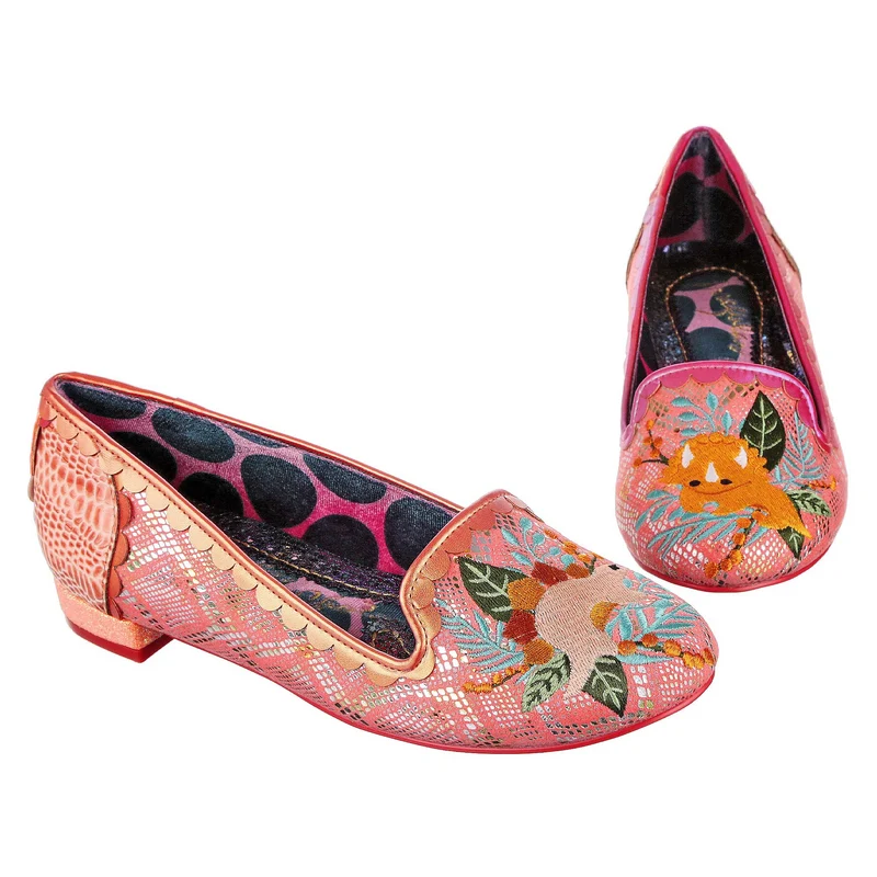 Irregular Choice Dino-Tanz-Flats für Damen – Pfirsich