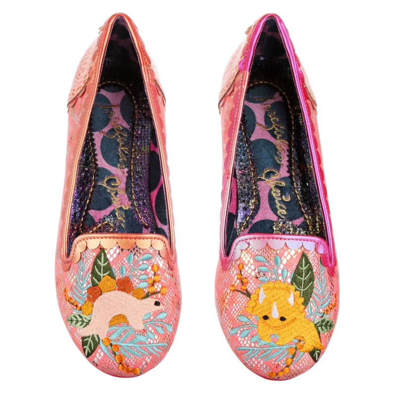 Irregular Choice Dino-Tanz-Flats für Damen – Pfirsich
