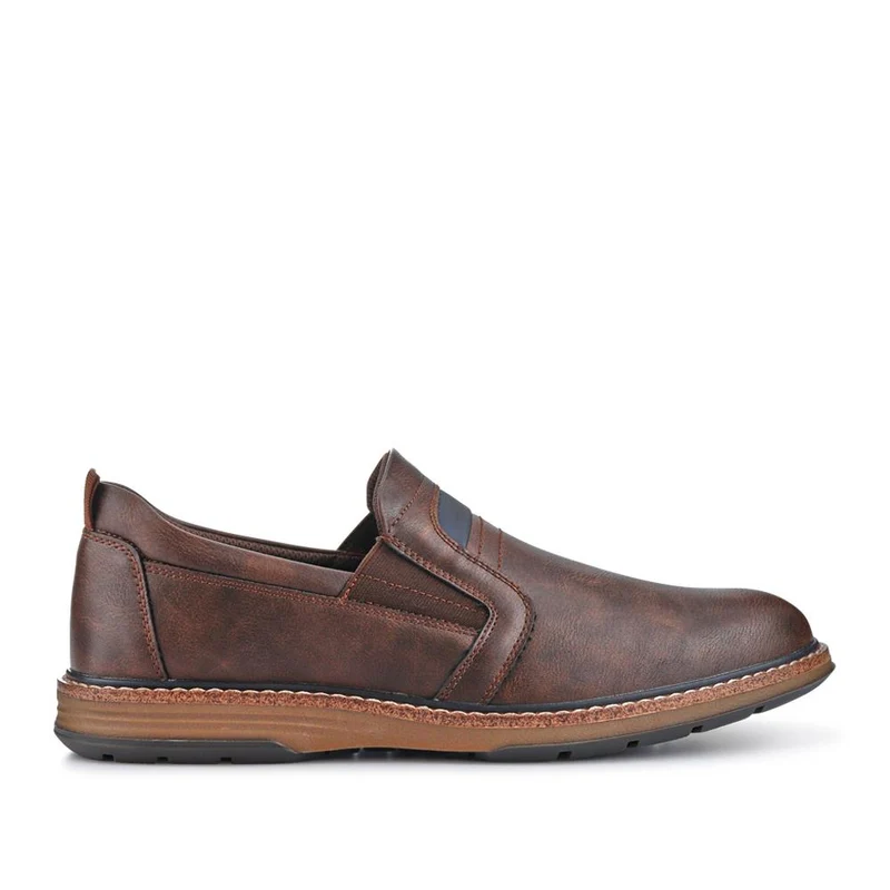 Wide Fit Elasticated Slip-On Shoes - JIAHU41001 / 327 497 - Dark Brown
