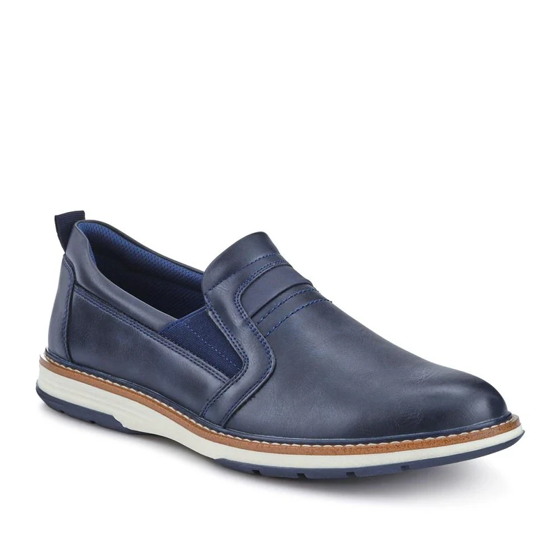 Wide Fit Elasticated Slip-On Shoes - JIAHU41001 / 327 497 - Navy