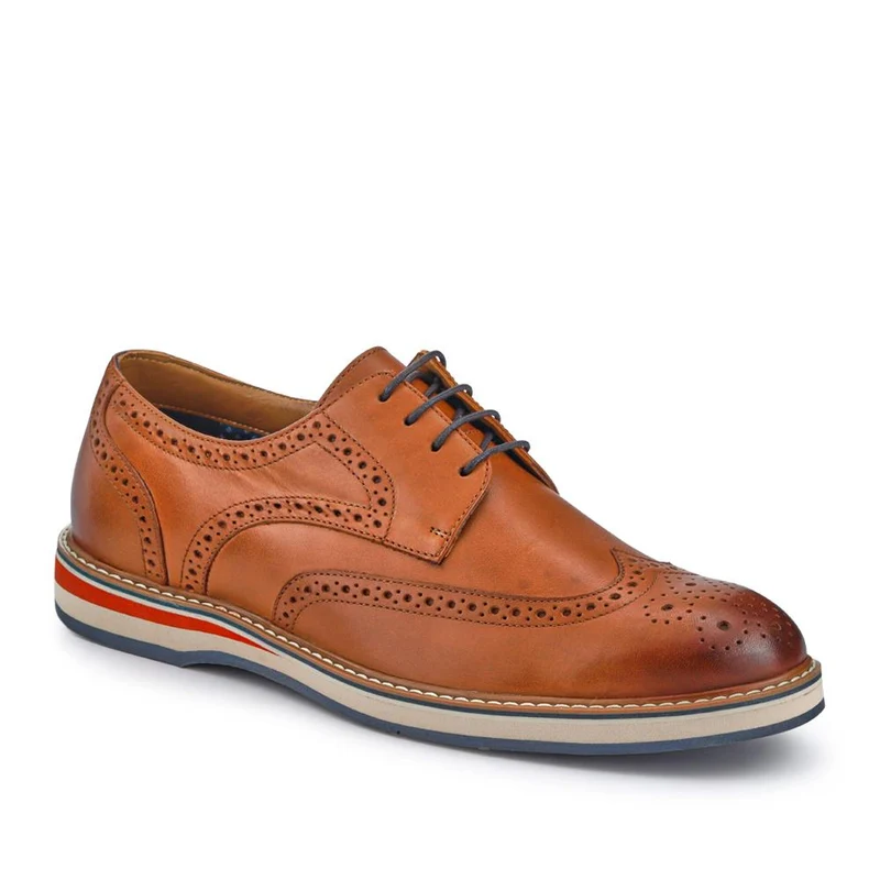 Smart Leather Lace-Up Shoes - PERFO41001 / 327 385 - Tan